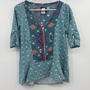 Anthropologie Teal and Purple Blouse